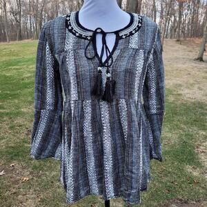 Altar'd State Boho Top with Beading and Tassels size Medium